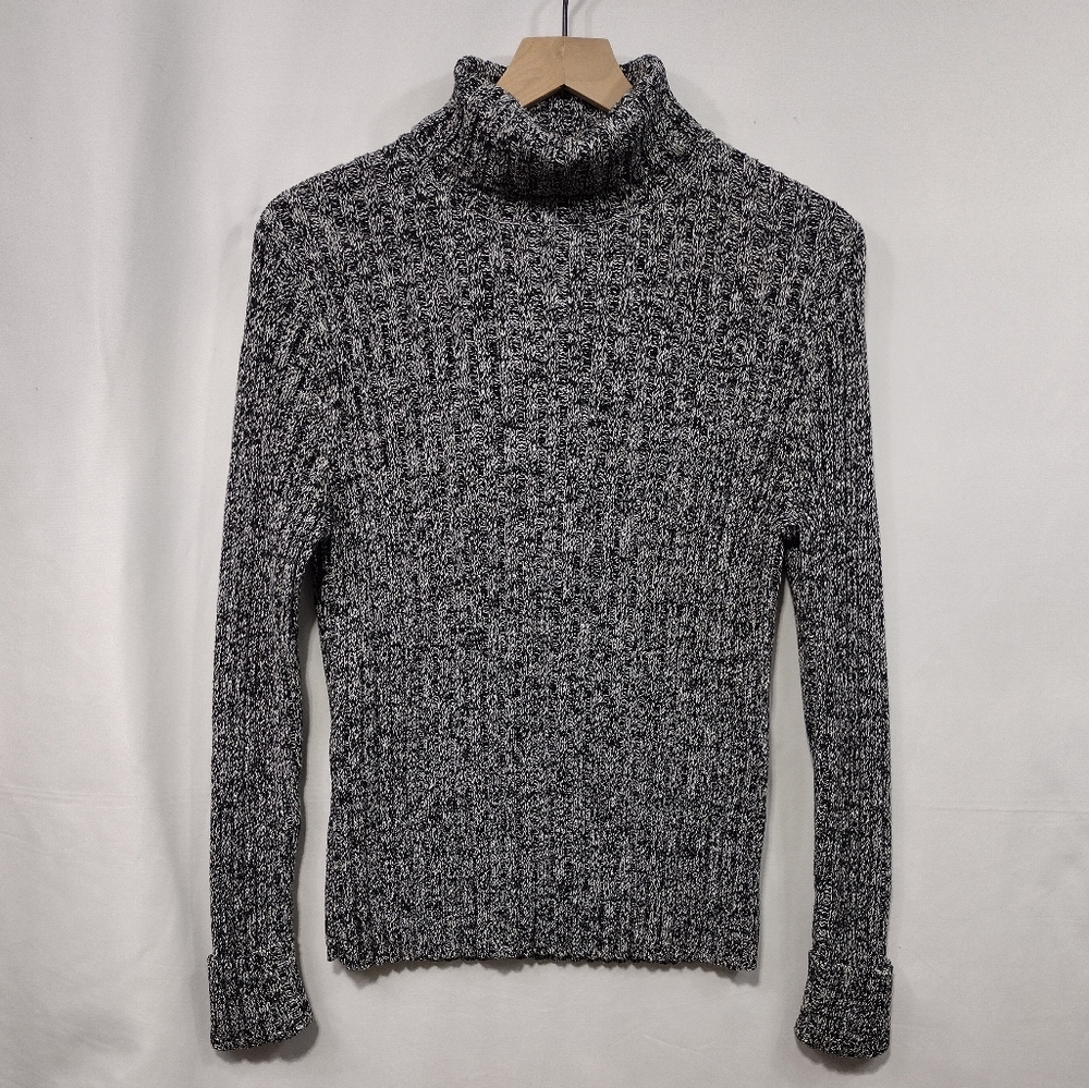NWT Dockers Monk Neck Ribbed Sweater Women's M Heather Gray Boho Retro 90s Y2K